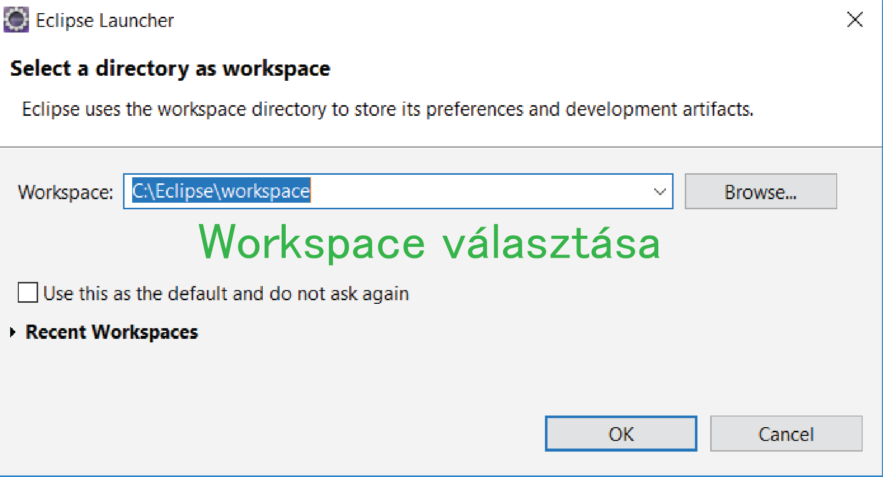 Choosing workspace