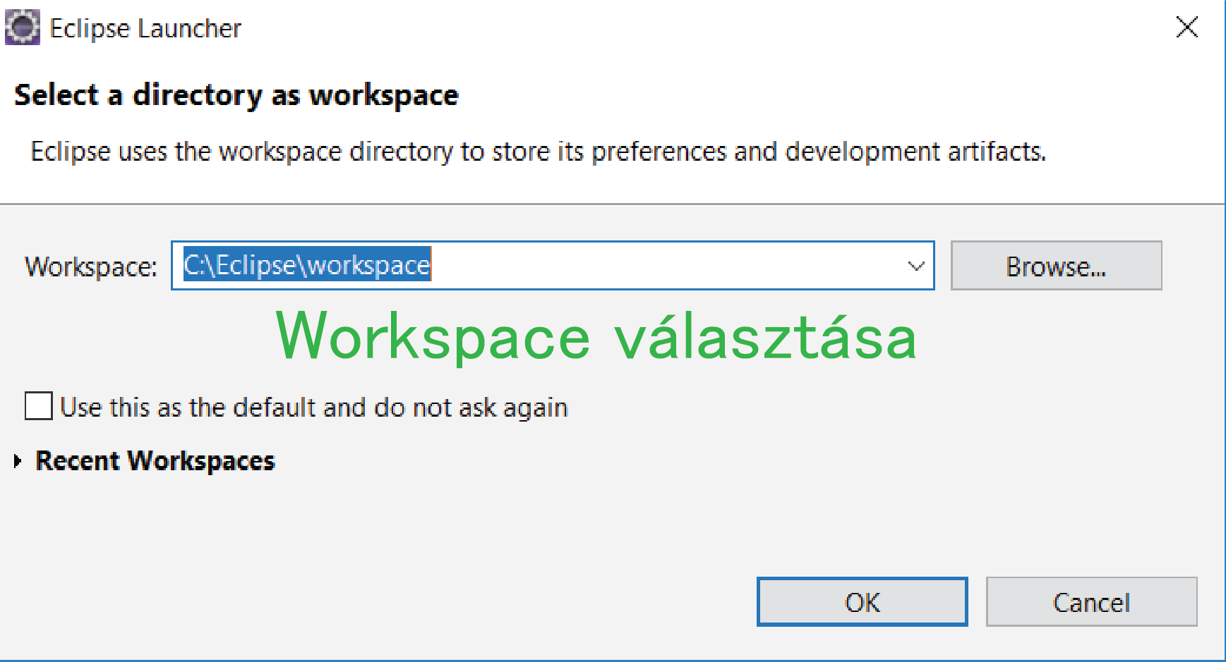Workspace választása