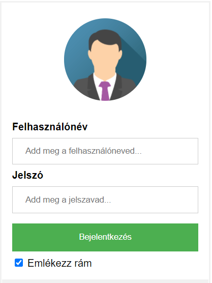Egy bejelentkezési űrlap